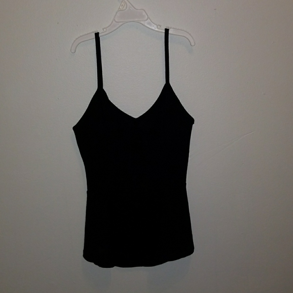Black peplum top with open back